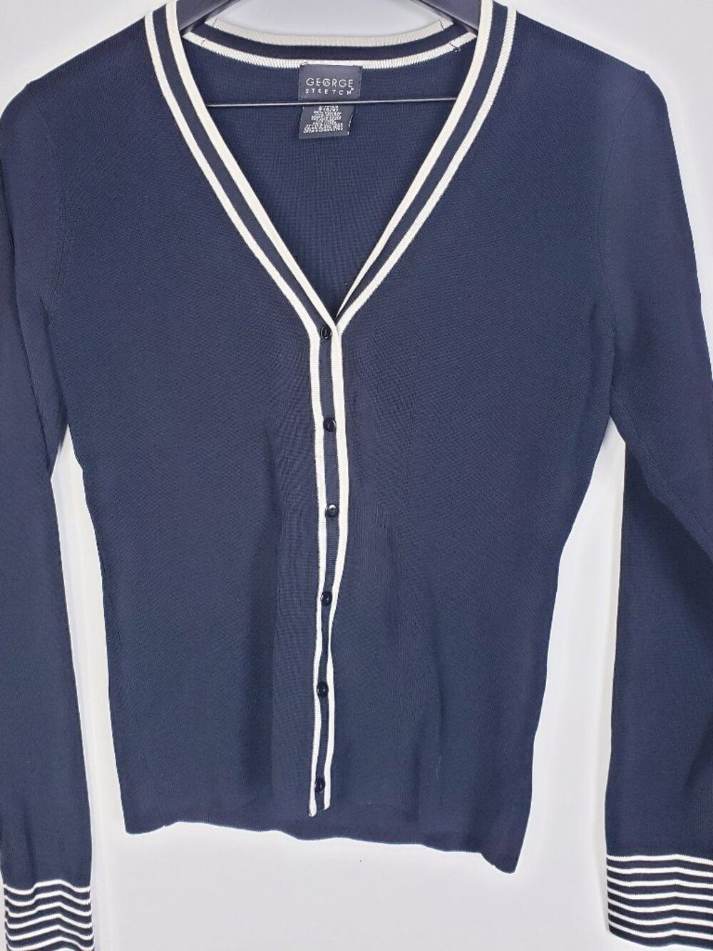 George Stretch Cardigan Sweater Jacket Button Up Black Size S (4/6)